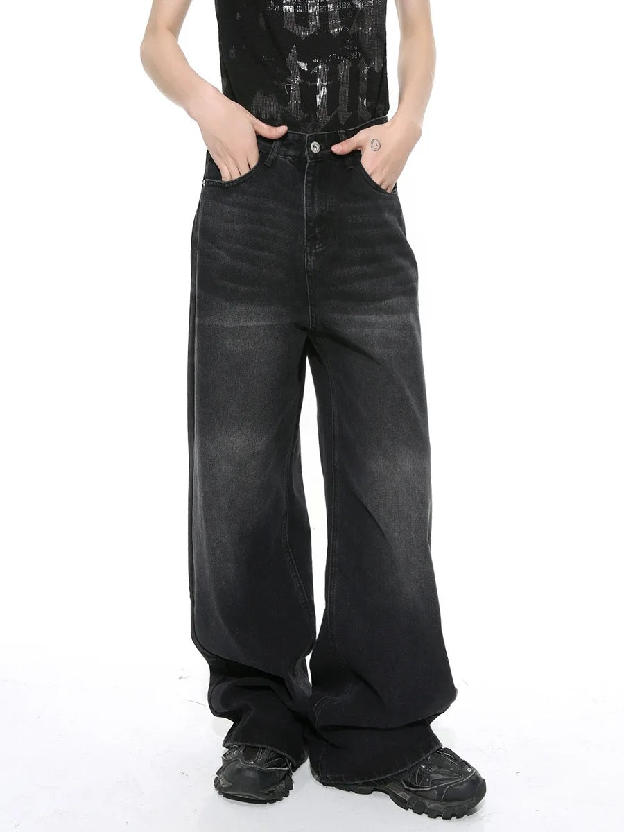 Black faded baggy jeans