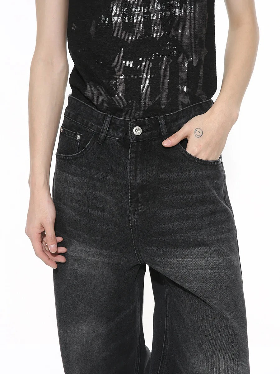 Black faded baggy jeans