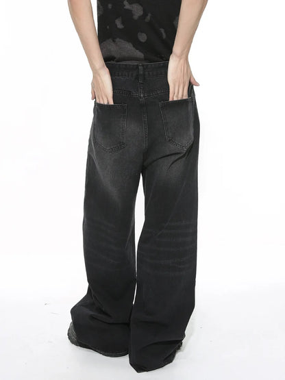 Black faded baggy jeans