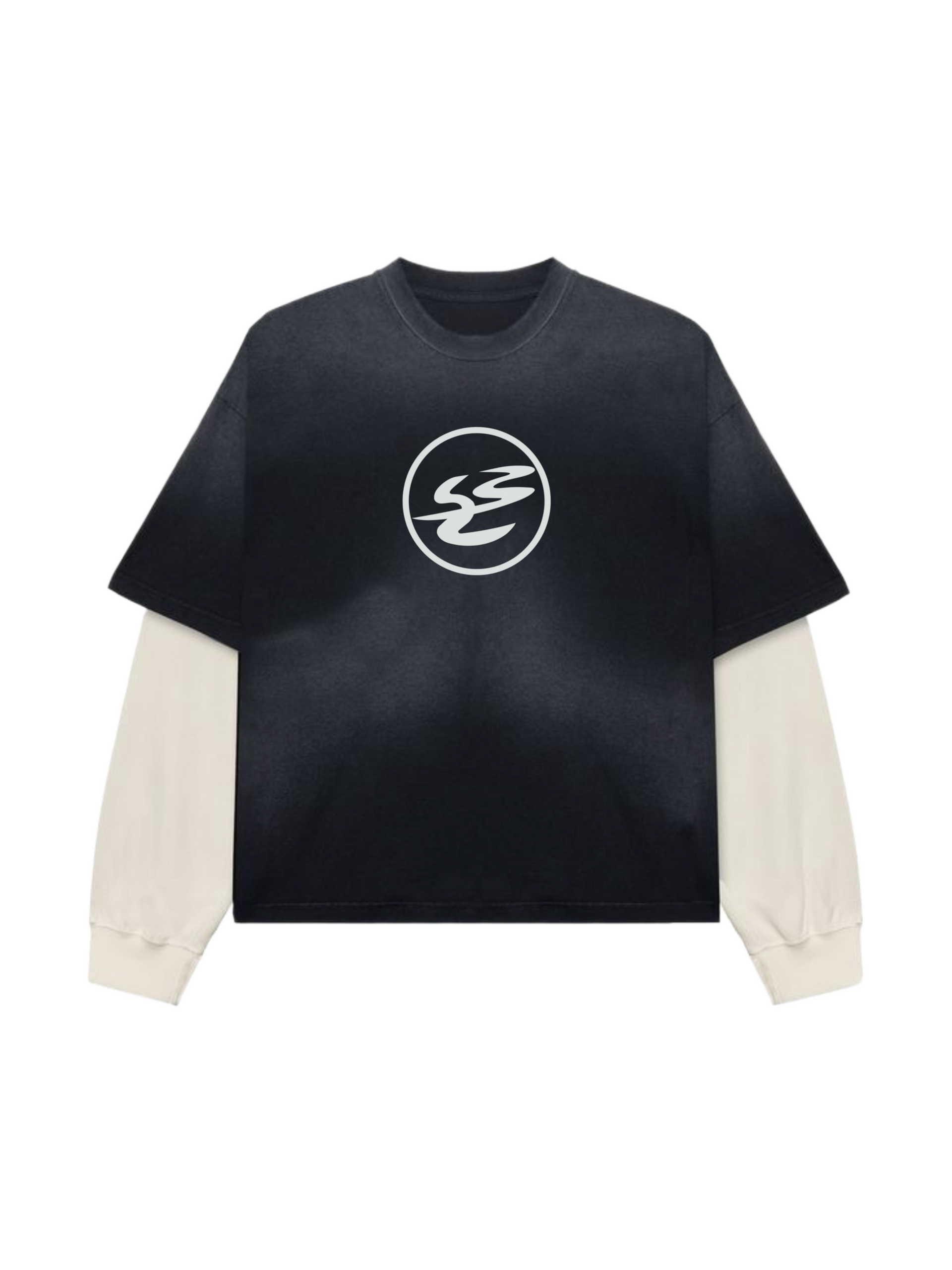 SHEERED JERSEY LAYERED LONG SLEEVE TEE （BLACK×GREEN