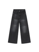 Black unisex faded baggy jeans